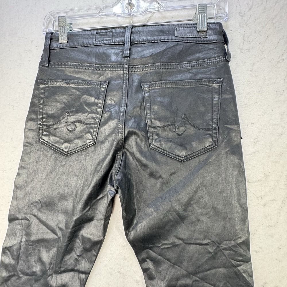 AG Adriano Goldschmied Farrah High Rise Skinny Black Leatherette Jeans 25R - Picture 10 of 13